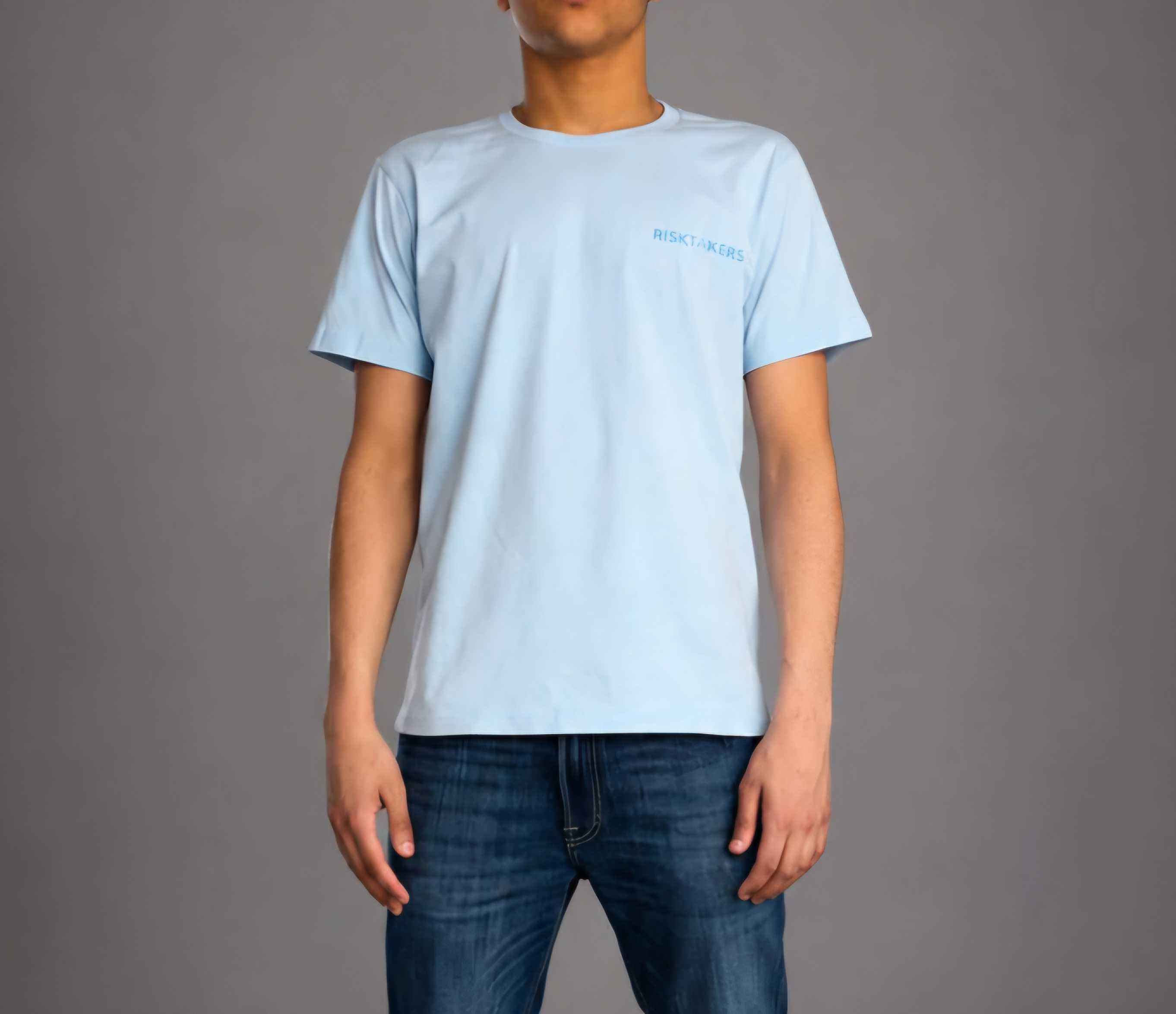Sky blue Risktakers tee front